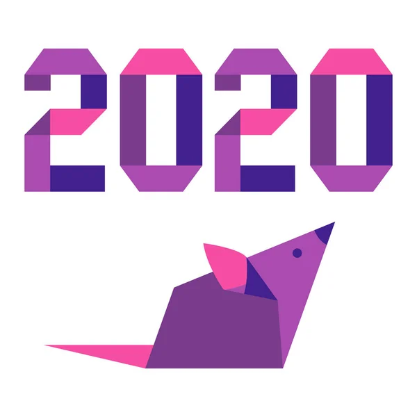 New year Rat symbol 2020 Chinese calendar origami — Stock Vector