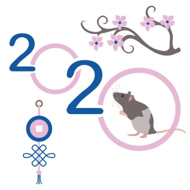 2020 Çin takviminin mutlu yeni yıl Rat sembolü