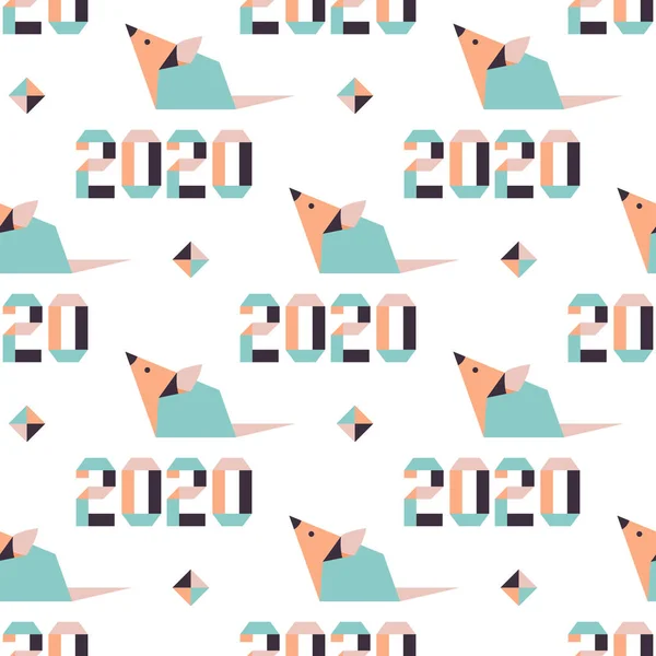 Padrão Ano Novo Rato símbolo 2020 origami chinês — Vetor de Stock