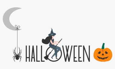 Halloween 2020 için Creepy elemanları. Parti kartı