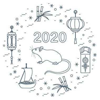 Yeni yıl Rat sembolü 2020 Çin japon takvimi