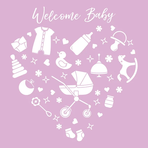 Ilustração do vetor do bebê recém-nascido. Coisas de criança, brinquedos —  Vetores de Stock