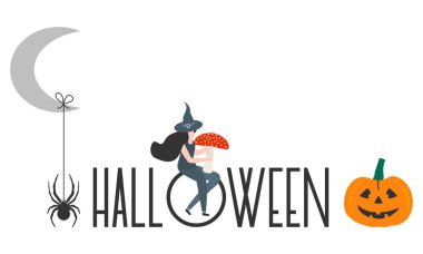 Halloween 2020 için Creepy elemanları. Parti kartı