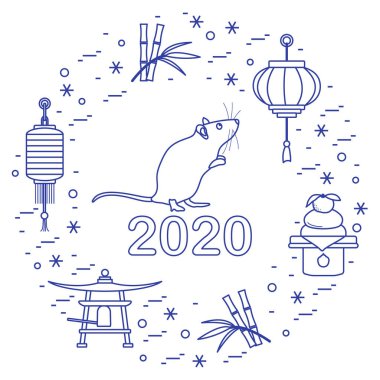 Yeni yıl Rat sembolü 2020 Çin japon takvimi