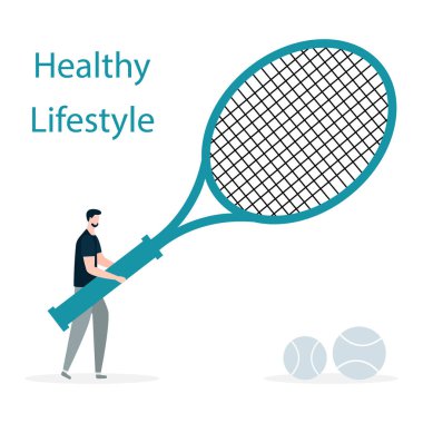 İnsanlar, Tenis ekipmanları. Sağlıklı yaşam tarzı