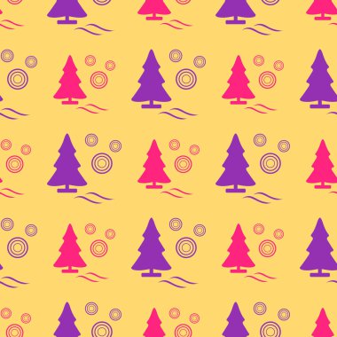 Yeni yıl 2020 dikişsiz desen Noel ağaçları