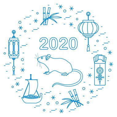 Yeni yıl Rat sembolü 2020 Çin japon takvimi