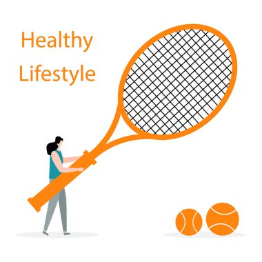 İnsanlar, Tenis ekipmanları. Sağlıklı yaşam tarzı