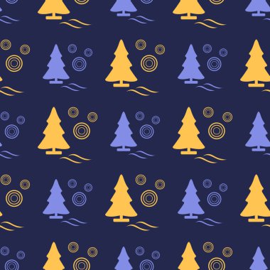 Yeni yıl 2020 dikişsiz desen Noel ağaçları