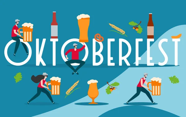 Münih bira festivali Oktoberfest. İnsanlar, parti