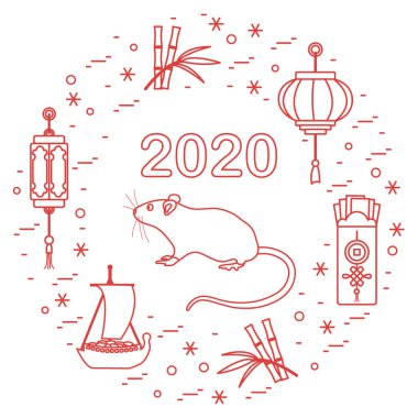 Yeni yıl Rat sembolü 2020 Çin japon takvimi