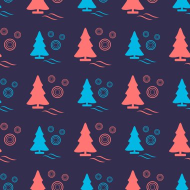 Yeni yıl 2020 dikişsiz desen Noel ağaçları