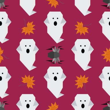 Vektör dikişsiz desen Halloween Party origami