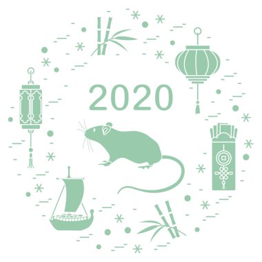 Yeni yıl Rat sembolü 2020 Çin japon takvimi