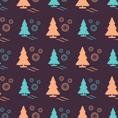 Yeni yıl 2020 dikişsiz desen Noel ağaçları