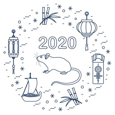 Yeni yıl Rat sembolü 2020 Çin japon takvimi