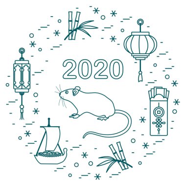 Yeni yıl Rat sembolü 2020 Çin japon takvimi