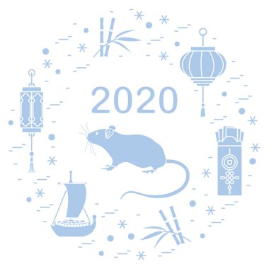 Yeni yıl Rat sembolü 2020 Çin japon takvimi