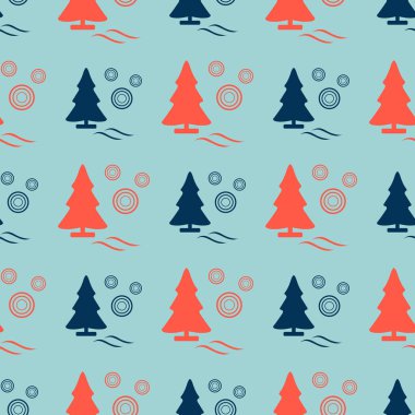 Yeni yıl 2020 dikişsiz desen Noel ağaçları