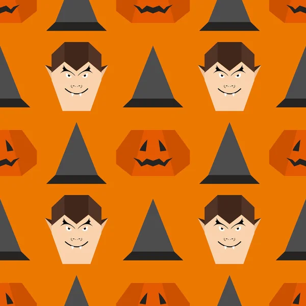Patrón sin costura vectorial Fiesta de Halloween origami — Vector de stock