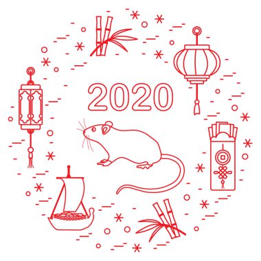 Yeni yıl Rat sembolü 2020 Çin japon takvimi