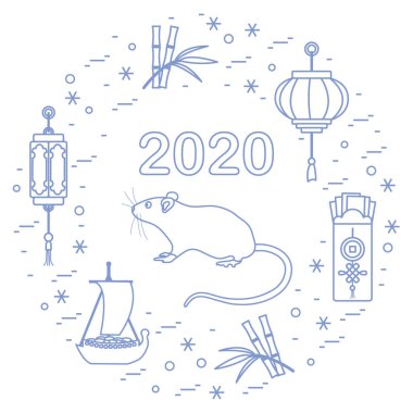 Yeni yıl Rat sembolü 2020 Çin japon takvimi