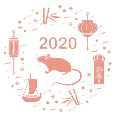 Yeni yıl Rat sembolü 2020 Çin japon takvimi