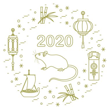 Yeni yıl Rat sembolü 2020 Çin japon takvimi