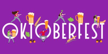 Münih bira festivali Oktoberfest. İnsanlar, parti