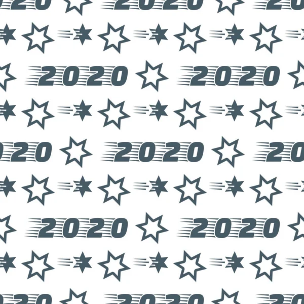 Nowy rok 2020, Boże Narodzenie bez szwu wzór Stars — Wektor stockowy