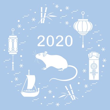 Yeni yıl Rat sembolü 2020 Çin japon takvimi