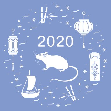 Yeni yıl Rat sembolü 2020 Çin japon takvimi