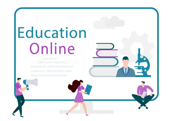 Vector Educação on-line, pessoas que estudam à distância — Vetor de Stock