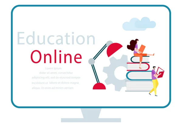 Вектор Онлайн освіта, дистанційне навчання людей — стоковий вектор