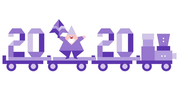 Neujahr 2020 Weihnachtsbaum Weihnachtsmann Origami — Stockvektor