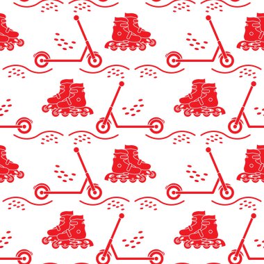 Vektör desensiz patenler scooter 'ı tekmeliyor