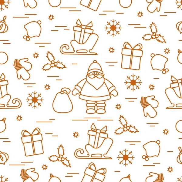 New Year 2020 Merry Christmas pattern Santa Claus — ストックベクタ