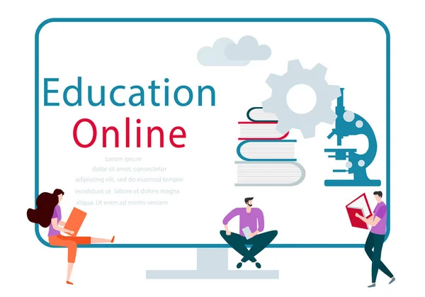 Vecteur Éducation en ligne, personnes à distance — Image vectorielle