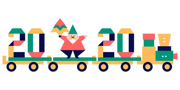 Ano Novo 2020 árvore de Natal Papai Noel origami — Vetor de Stock