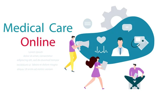 Online Arzt Menschen medizinische Dienstleistungen Überwachung — Stockvektor