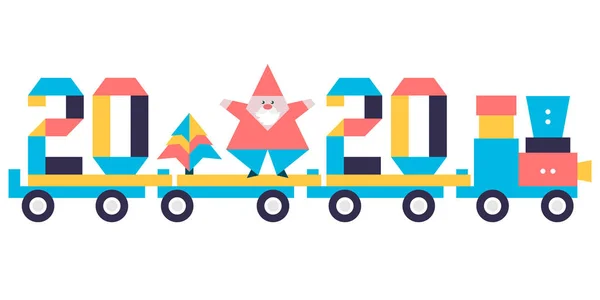 Ano Novo 2020 árvore de Natal Papai Noel origami — Vetor de Stock