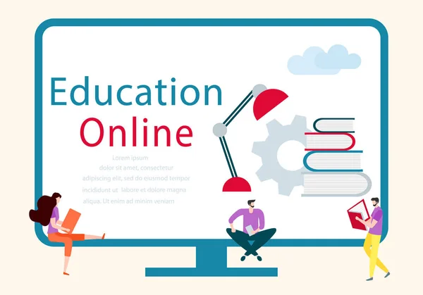 Vettore Educazione online, studio a distanza persone — Vettoriale Stock