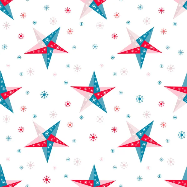 New year Christmas seamless pattern star origami — Stock Vector