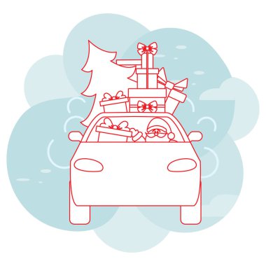 Mutlu yıllar Noel ağacı Noel Baba araba hediyesi