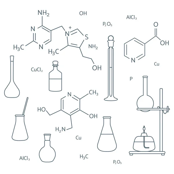Laboratorieutstyr til kjemiundervisning – stockvektor