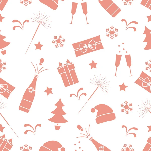 Año Nuevo 2020 Feliz Navidad patrón de regalo, árbol — Archivo Imágenes Vectoriales