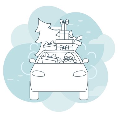 Mutlu yıllar Noel ağacı Noel Baba araba hediyesi