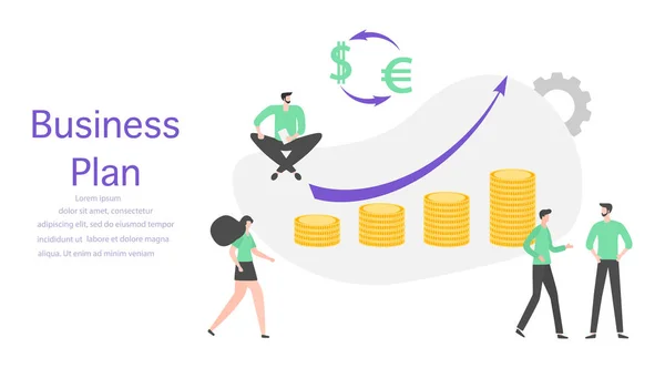Análise de plano de negócios estratégia financeira Pessoas — Vetor de Stock
