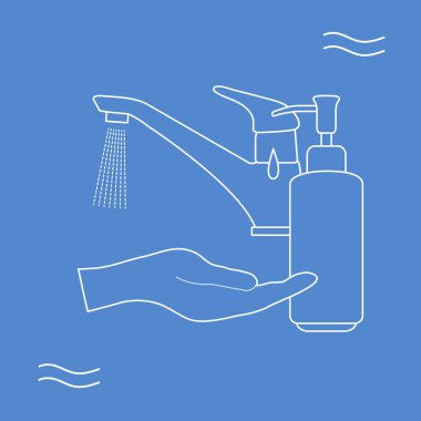 Vector Illustration Chinese coronavirus COVID-19 Virüs Virüsü Virüsü 2019-nCoV koruma ve enfeksiyon önleme el yıkama. Sağlık, İlaç Patojen Solunum Çin Virüsü SARS Tasarım web sitesi