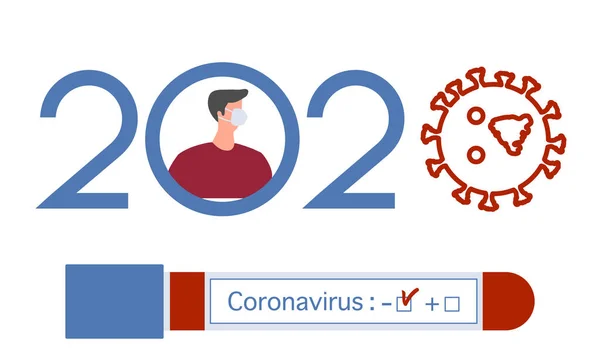 Illustrazione Vettoriale 2020 Anno Quarantena Coronavirus Cinese Pandemia Covid Tubo — Vettoriale Stock